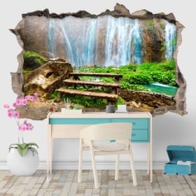Vinilos agujero pared cascadas 3d