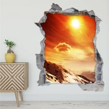 Vinilos y pegatinas atardecer en las montañas 3d