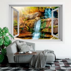 Vinilos y pegatinas ventana cascada 3d