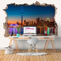 Vinilos agujero pared 3d canadá colores atardecer