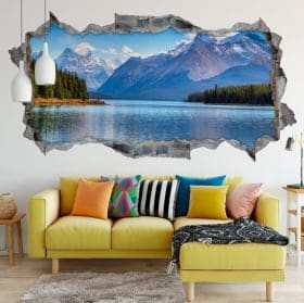 Vinilos agujero pared 3d panor&aacute;mica lago moraine canad&aacute;