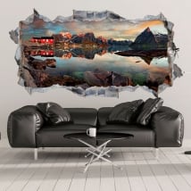 Vinilos agujero de pared panorámica reine noruega 3d