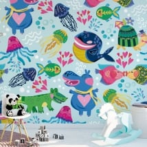 Fotomurales de vinilos infantiles animales para decorar