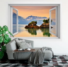 Vinilos ventana cascada naturaleza 3d