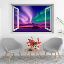 Vinilos ventanas aurora boreal o polar 3d