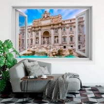 Vinilos adhesivos ventanas roma fontana di trevi 3d