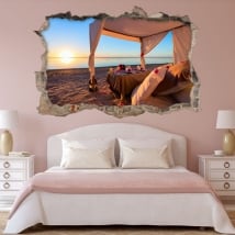 Vinilos atardecer romántico en la playa 3d