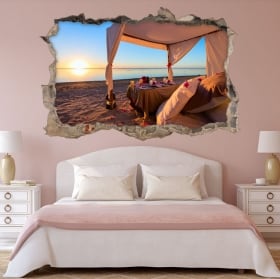 Vinilos atardecer romántico en la playa 3d