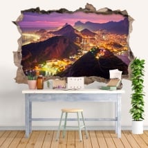 Vinilos 3d brazil río de janeiro agujero pared