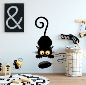Vinilos decorativos y pegatinas gato y ratón