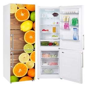 Vinilos decorar neveras collage frutas y hortalizas