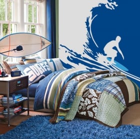 Vinilos decorativo surfista en la ola