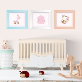 Vinilos animales infantiles cuadros enmarcados efecto 3d