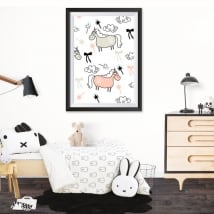 Vinilos unicornios cuadro enmarcado efecto 3d