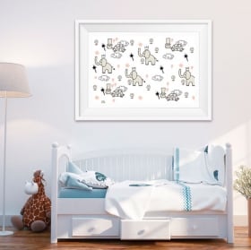 Vinilos infantiles elefantes y tortugas cuadro efecto 3d
