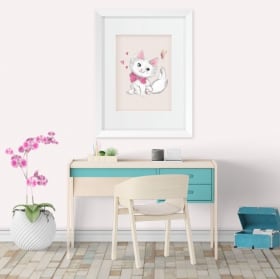 Vinilos y pegatinas gato y mariposa cuadro efecto 3d