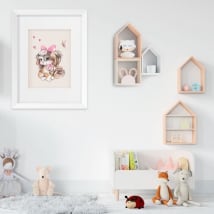 Vinilos decorativos perro con mariposa cuadro efecto 3d