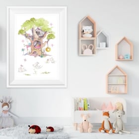 Vinilos infantiles elefantes y tortugas cuadro efecto 3d