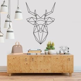 Vinilos decorativos origami cabeza de ciervo geom&eacute;trico