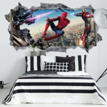 Vinilos paredes iron man y spiderman 3d