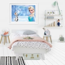 Vinilos disney frozen elsa y olaf efecto cuadro 3d