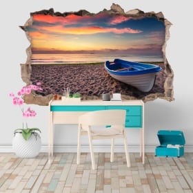 Vinilos 3d caballo y naturaleza agujero pared