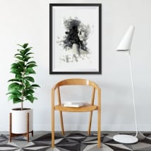 Vinilos decorativos silueta mujer cuadro efecto 3d