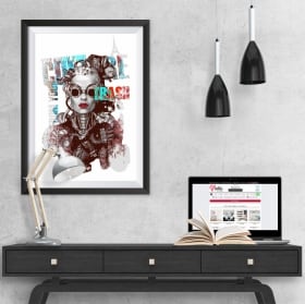 Vinilos silueta mujer cuadro efecto 3d