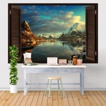 Vinilos y pegatinas ventana pueblo reine noruega 3d
