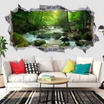 Vinilos paredes cascada y naturaleza 3d