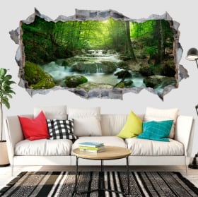 Vinilos paredes cascada y naturaleza 3d