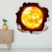 Vinilos decorativos sol agujero pared 3d