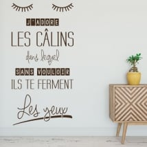 Vinilos frases en francés me gustan los abrazos