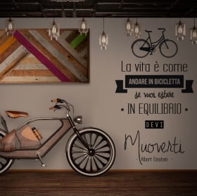Vinilos frases en italiano la vida es como montar en bicicleta