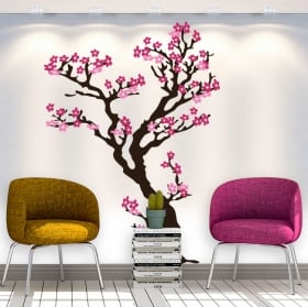 Pegatinas y vinilos decorativos &aacute;rbol con flores