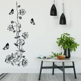 Vinilos y pegatinas flores con mariposas