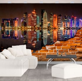 Murales de vinilo ciudad de doha catar efecto pared rota