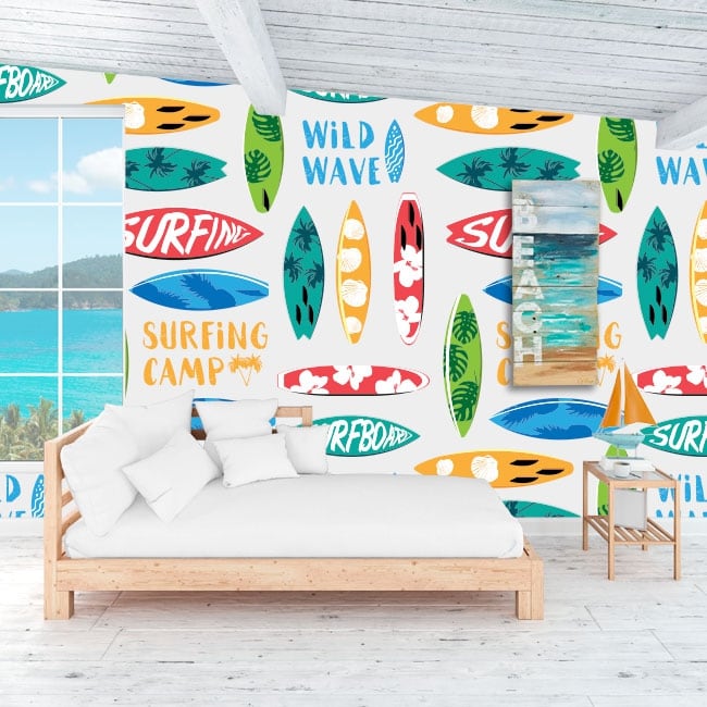 🥇 Murales de vinilos para decorar paredes y objetos surfing 🥇