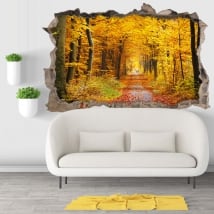 Vinilos decorativos 3d árboles en otoño