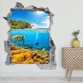 Vinilos decorativos 3d submarinismo en el mar