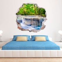 Vinilos de pared 3d cascadas en el bosque
