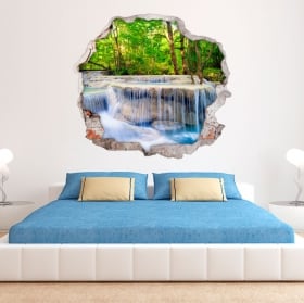 Vinilos de pared 3d cascadas en el bosque