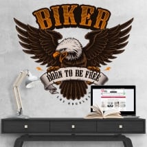 Vinilos insignia motos águila biker born to be free