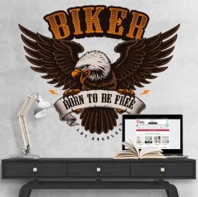 Vinilos insignia motos águila biker born to be free
