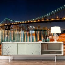 Murales de vinilos puente de brooklyn efecto pared rota