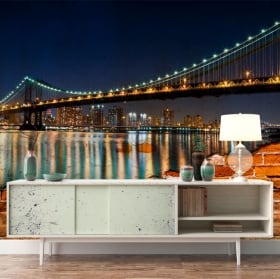 Murales de vinilos puente de brooklyn efecto pared rota