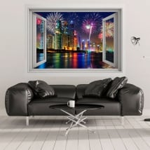 Vinilos ventanas fuegos artificiales en dubái 3d