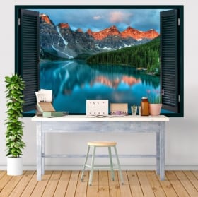 Vinilos decorativos ventanas lago moraine canadá 3d