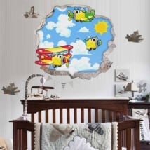 Vinilos decorativos infantiles aviones 3d