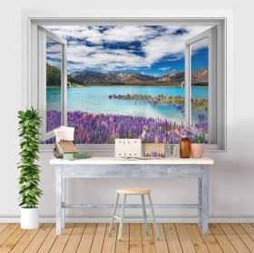Vinilos ventanas lago tékapo nueva zelanda 3d